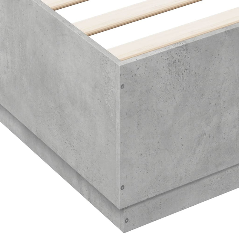 Bed Frame with LED without Mattress Concrete Grey 160x200 cm