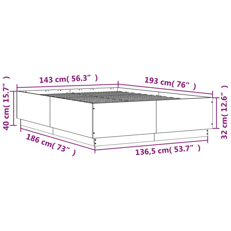 Bed Frame without Mattress Sonoma Oak 140x190 cm