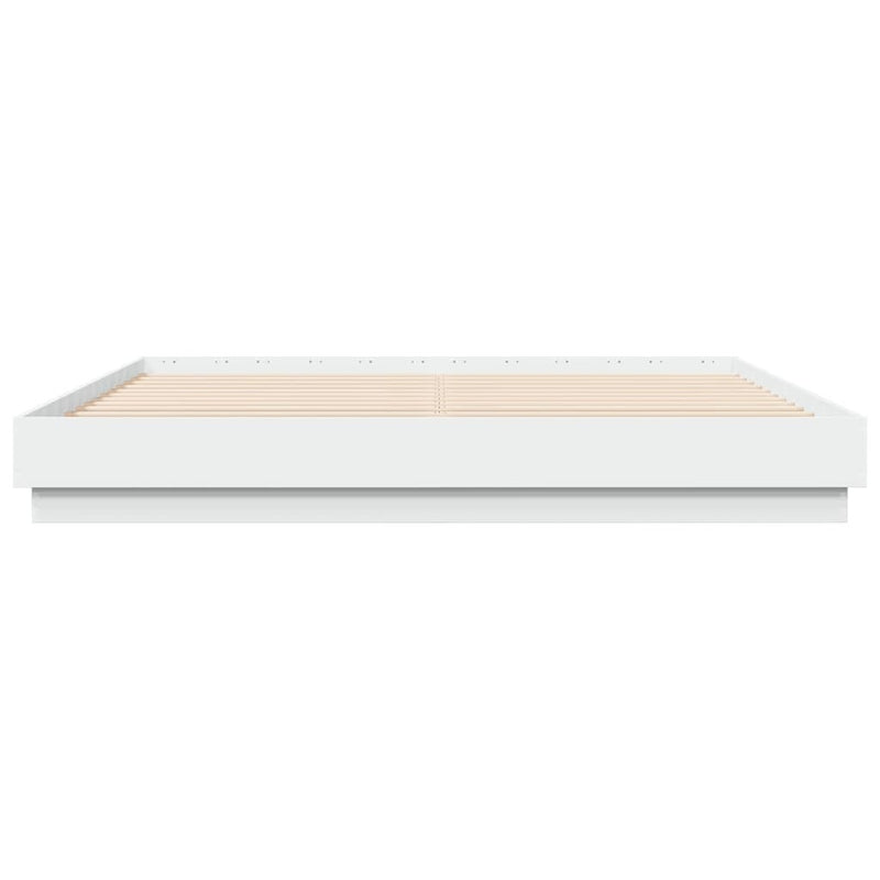 Bed Frame with LED without Mattress White 200x200 cm