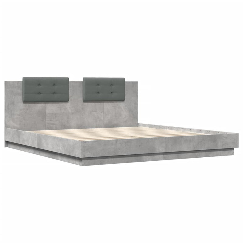 Bed Frame without Mattress Concrete Grey 180x200 cm Super King