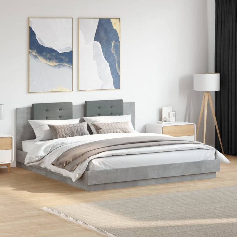 Bed Frame without Mattress Concrete Grey 180x200 cm Super King