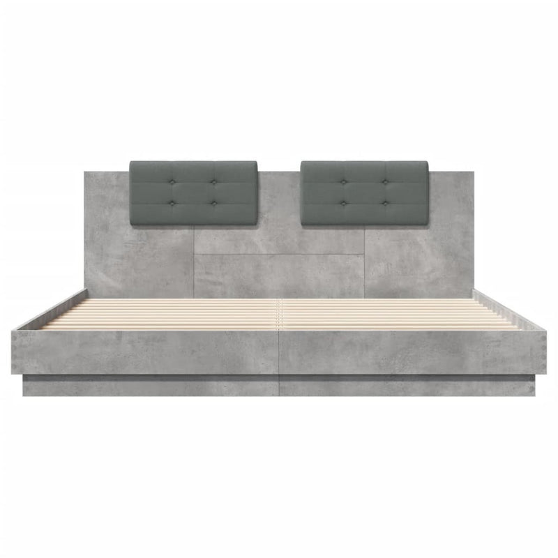 Bed Frame without Mattress Concrete Grey 180x200 cm Super King