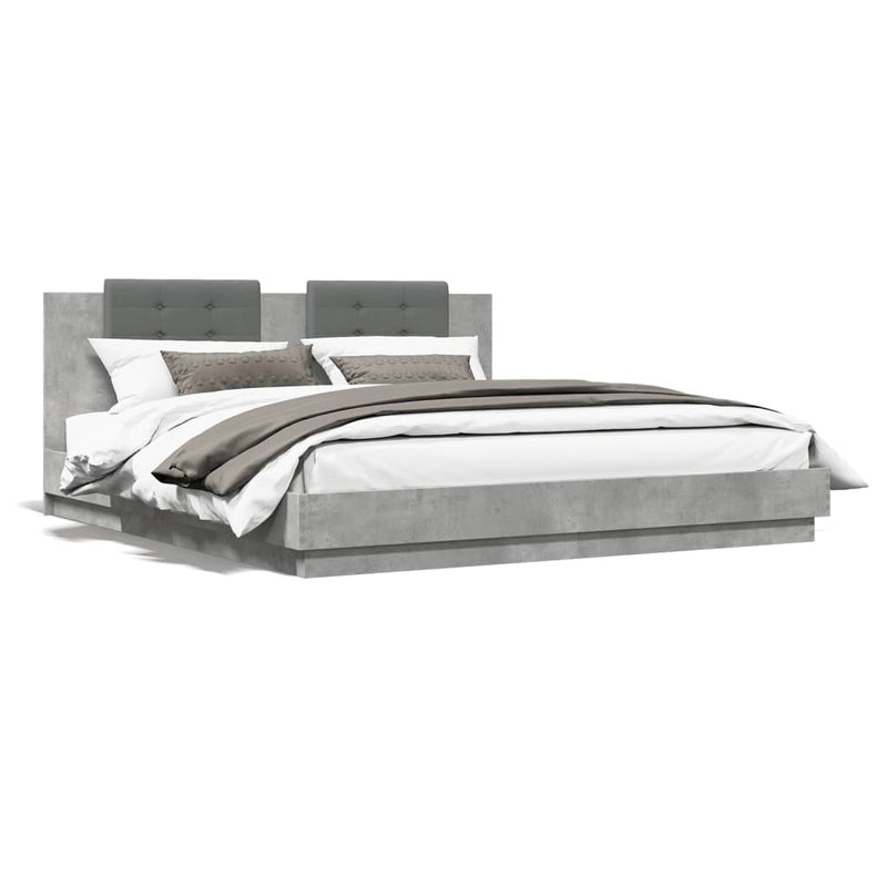 Bed Frame without Mattress Concrete Grey 180x200 cm Super King