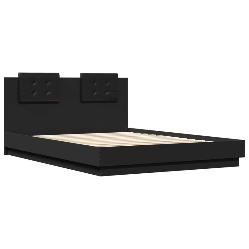 Bed Frame with LED without Mattress Black 150x200 cm King Size