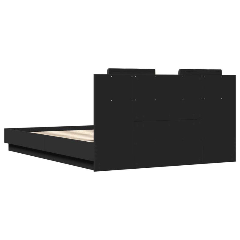 Bed Frame with LED without Mattress Black 150x200 cm King Size