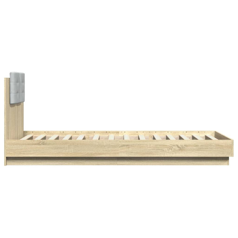 Bed Frame with LED without Mattress Sonoma Oak 90x200 cm