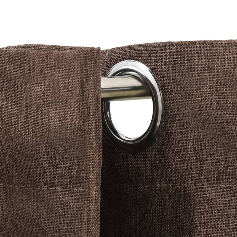 Linen-Look Blackout Curtains with Grommets 2pcs Taupe 140x225cm