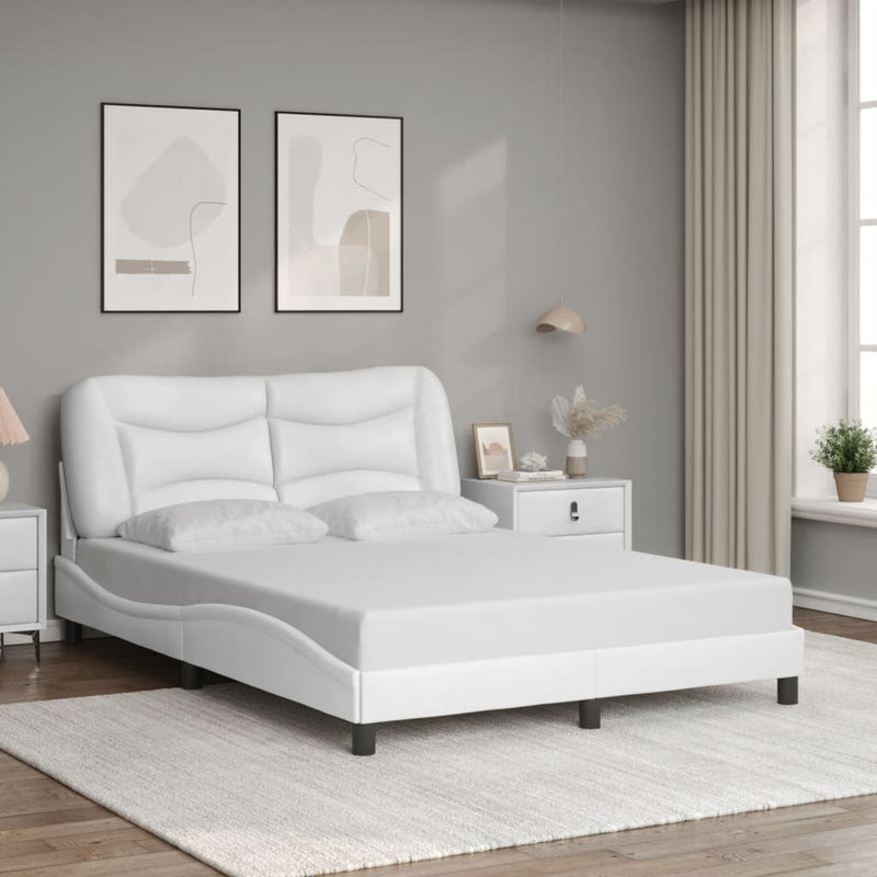 Bed Frame with LED without Mattress White 120x200 cm