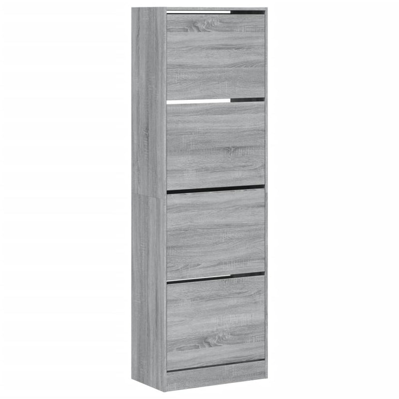 Shoe Cabinet with 4 Flip-Drawers Grey Sonoma 60x34x187.5 cm