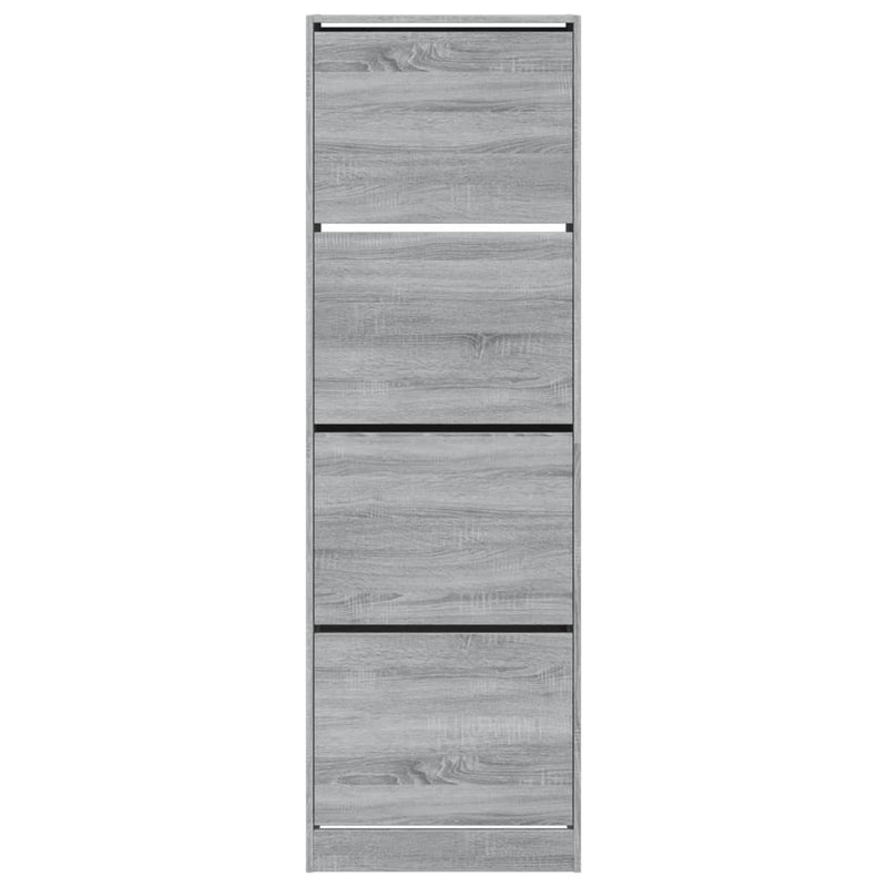 Shoe Cabinet with 4 Flip-Drawers Grey Sonoma 60x34x187.5 cm