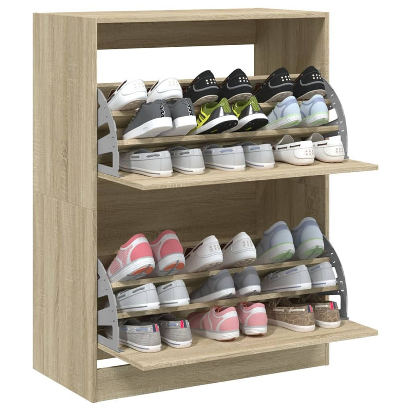 Shoe Cabinet with 2 Flip-Drawers Sonoma Oak 80x42x108 cm