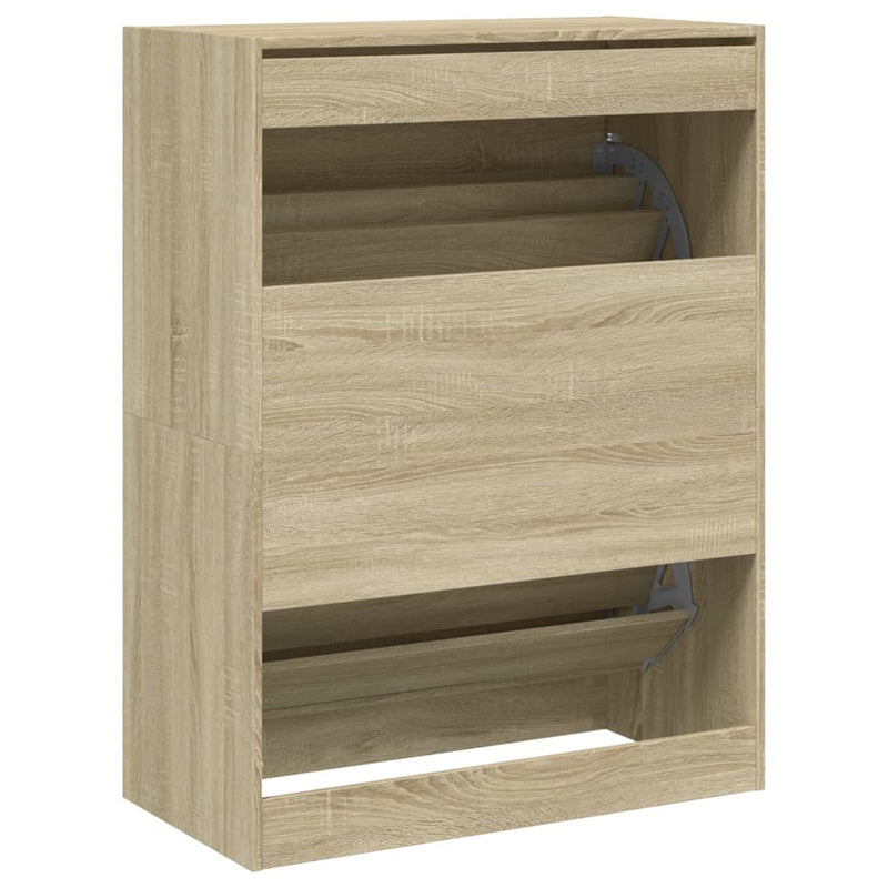 Shoe Cabinet with 2 Flip-Drawers Sonoma Oak 80x42x108 cm