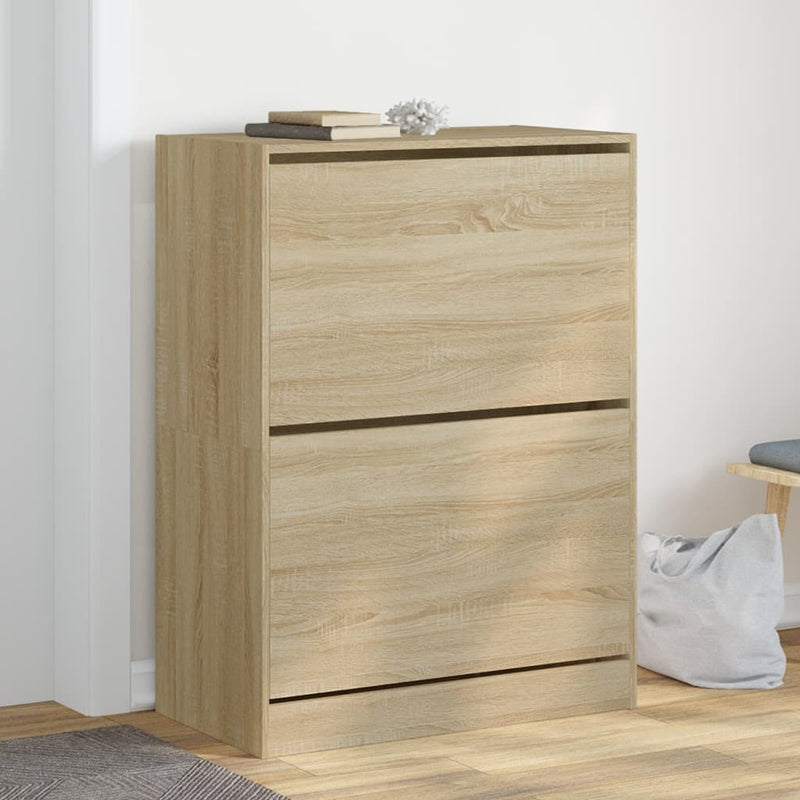 Shoe Cabinet with 2 Flip-Drawers Sonoma Oak 80x42x108 cm