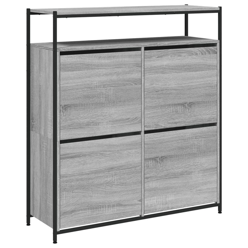 Shoe Cabinet with 4 Flip-Drawers Grey Sonoma 100x34x112 cm