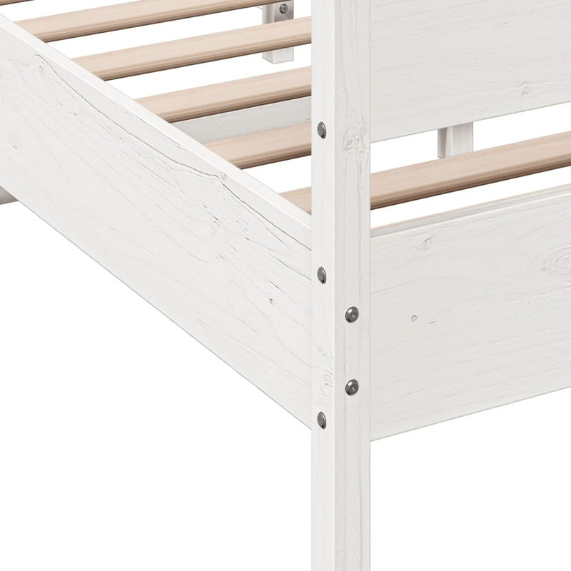 Bed Frame without Mattress White 150x200 cm King Size Solid Wood Pine