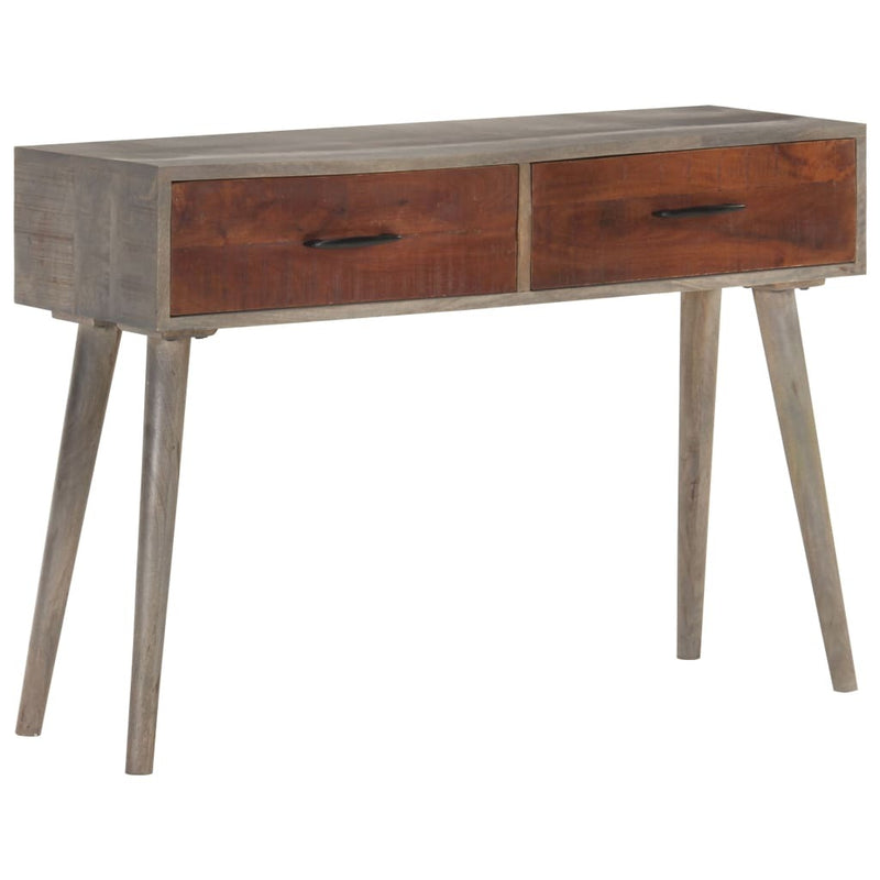 Console Table Grey 110x35x75 cm Solid Rough Mango Wood