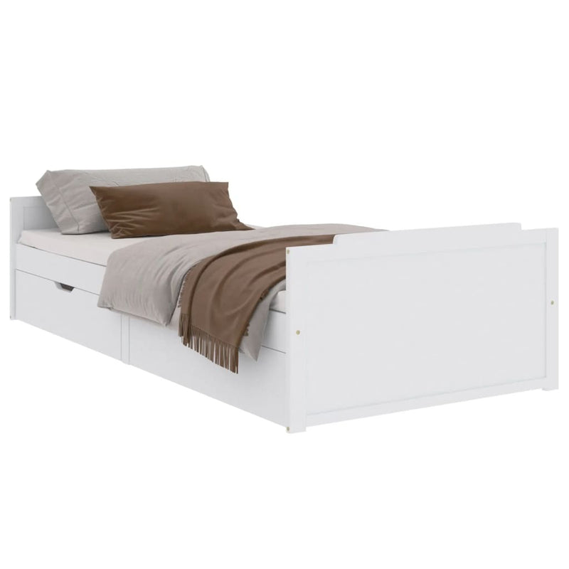 Bed Frame without Mattress White Solid Wood Pine 90x200 cm