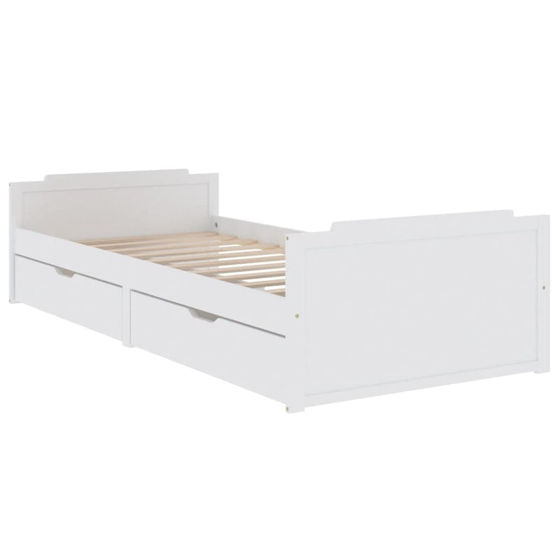 Bed Frame without Mattress White Solid Wood Pine 90x200 cm