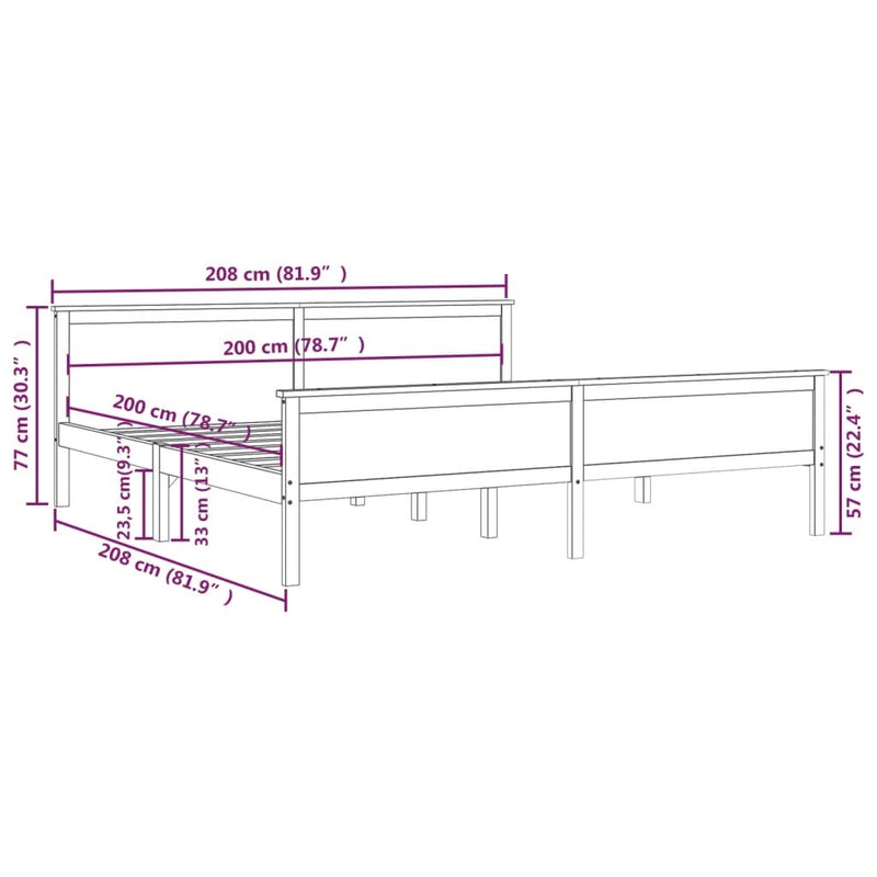 Bed Frame without Mattress Solid Wood Pine 200x200 cm