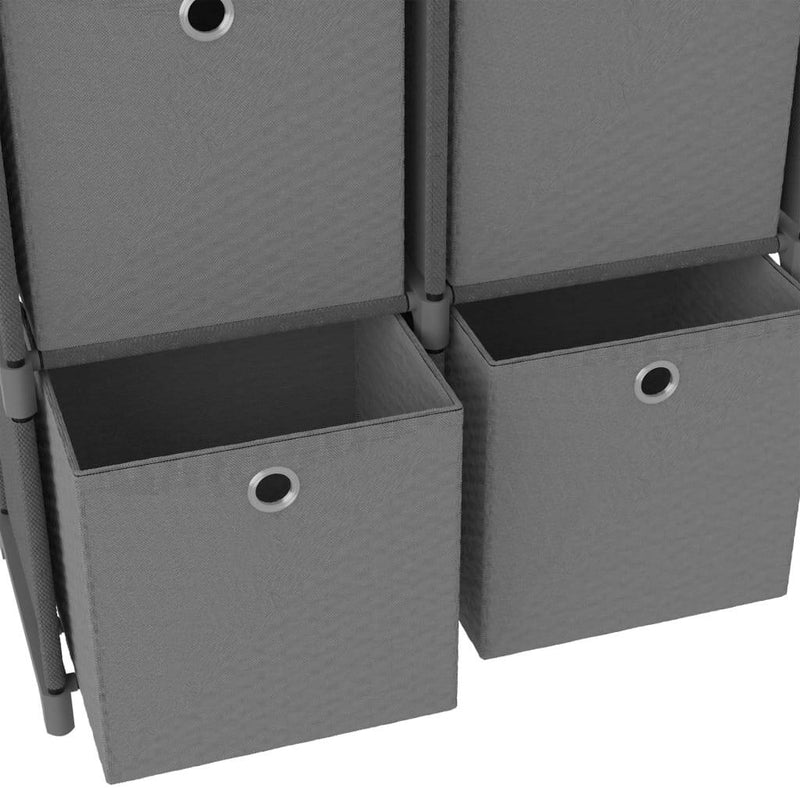 6-Cube Display Shelf with Boxes Grey 103x30x72.5 cm Fabric