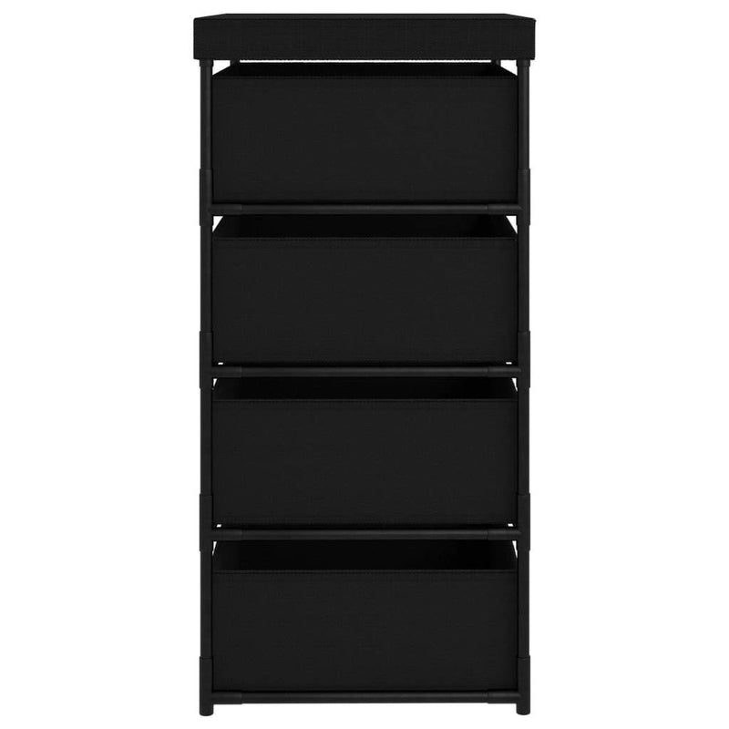 Storage Rack with 4 Fabric Baskets Steel Black