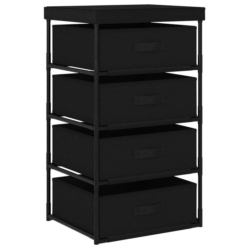 Storage Rack with 4 Fabric Baskets Steel Black