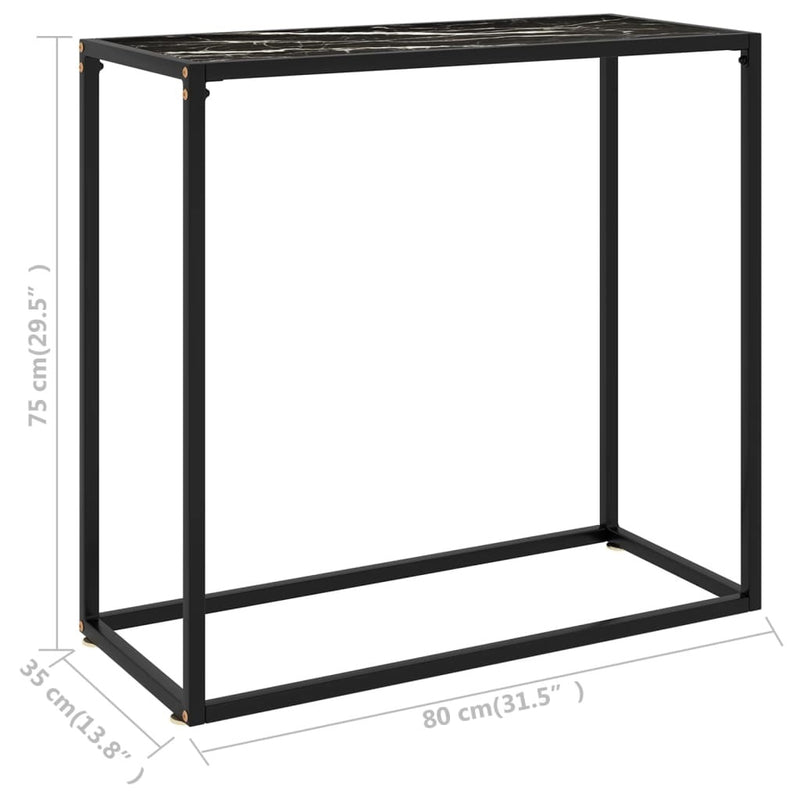 Console Table Black 80x35x75 cm Tempered Glass