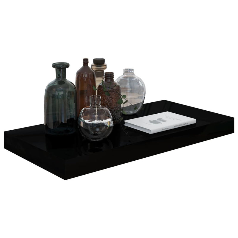 Floating Wall Shelf High Gloss Black 50x23x3.8 cm MDF