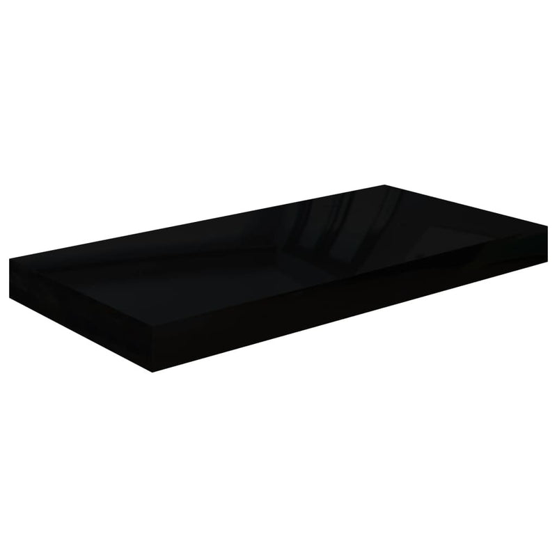 Floating Wall Shelf High Gloss Black 50x23x3.8 cm MDF