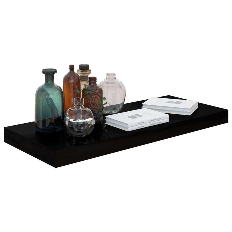 Floating Wall Shelves 4 pcs High Gloss Black 60x23.5x3.8 cm MDF