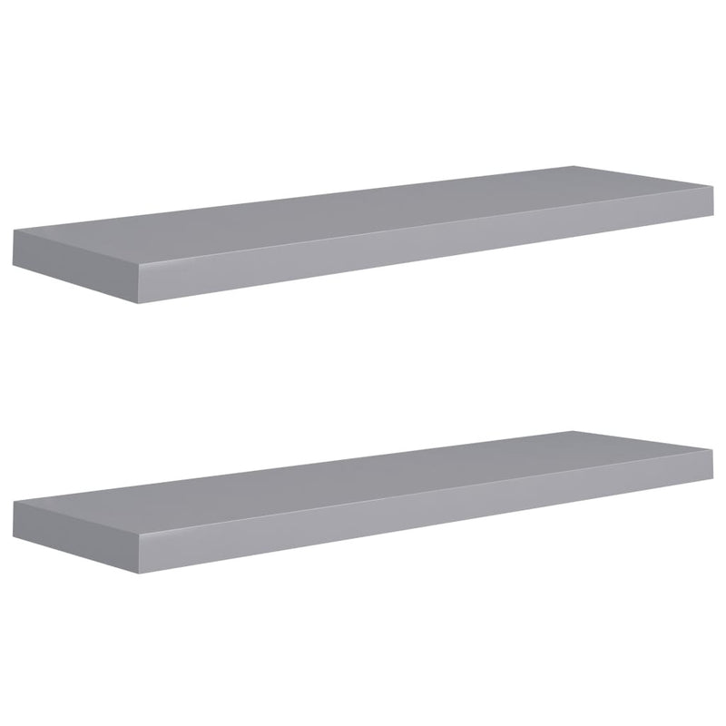 Floating Wall Shelves 2 pcs Grey 90x23.5x3.8 cm MDF