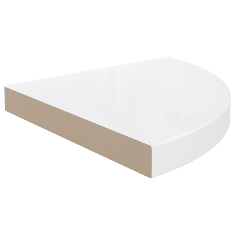 Floating Corner Shelves 2 pcs High Gloss White 35x35x3.8 cm MDF