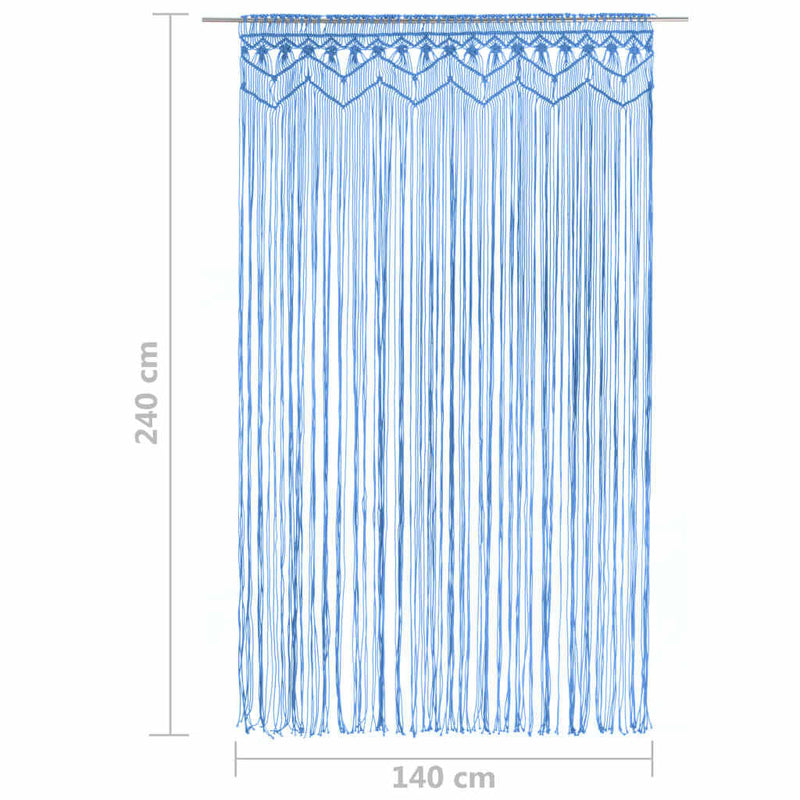 Macrame Curtain Blue 140x240 cm Cotton