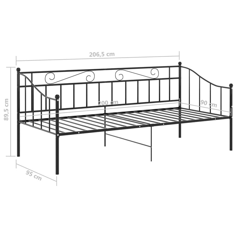 Sofa Bed Frame without Mattress Black Metal 90x200 cm