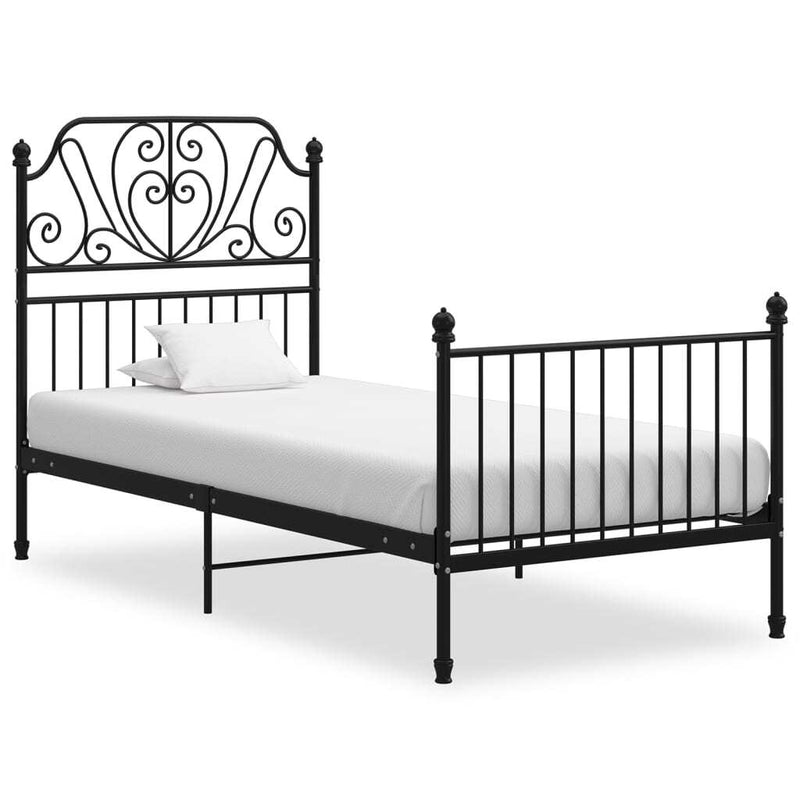 Bed Frame without Mattress Black Metal 100x200 cm