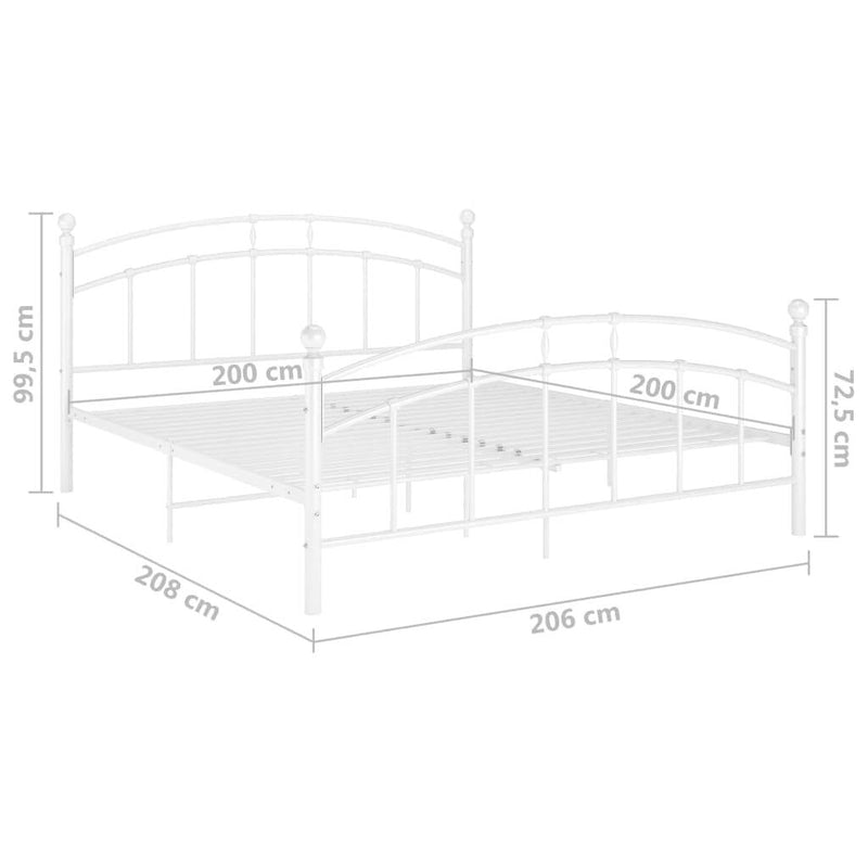 Bed Frame without Mattress White Metal 200x200 cm