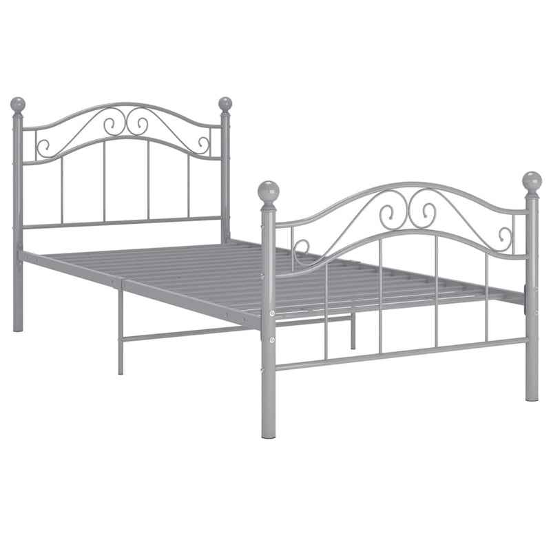 Bed Frame without Mattress Grey Metal 100x200 cm