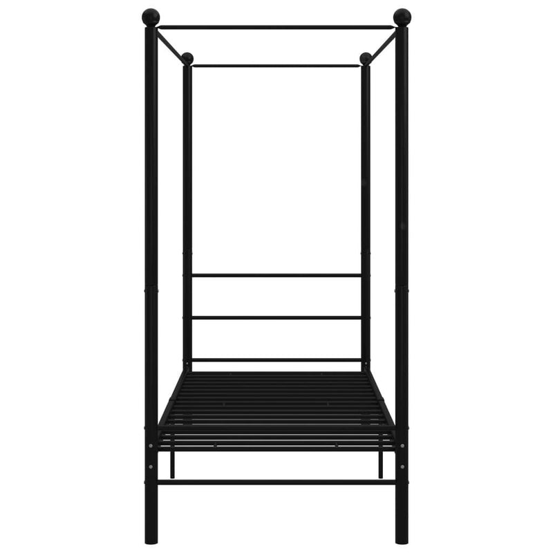 Canopy Bed Frame without Mattress Black Metal 90x200 cm