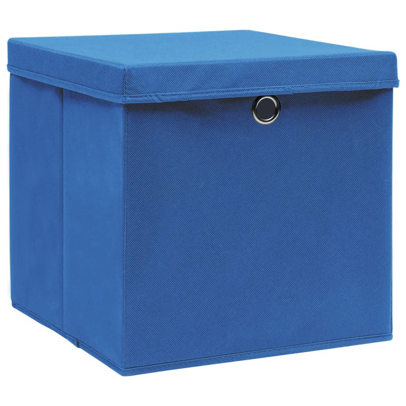 Storage Boxes with Covers 10 pcs 28x28x28 cm Blue