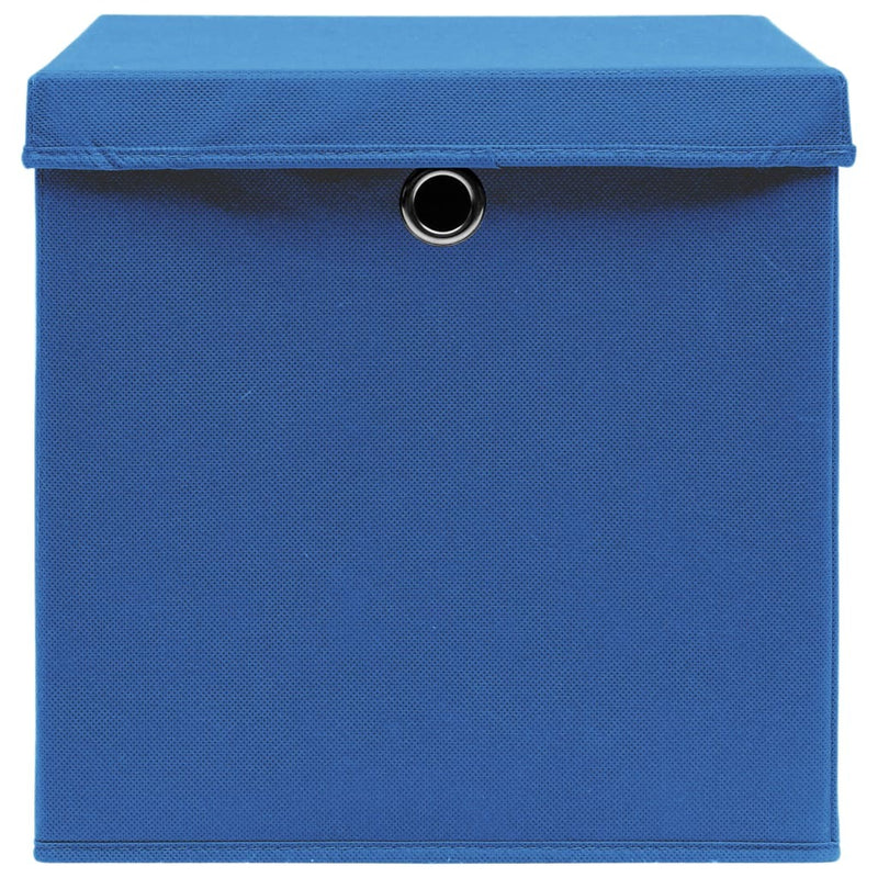 Storage Boxes with Covers 10 pcs 28x28x28 cm Blue