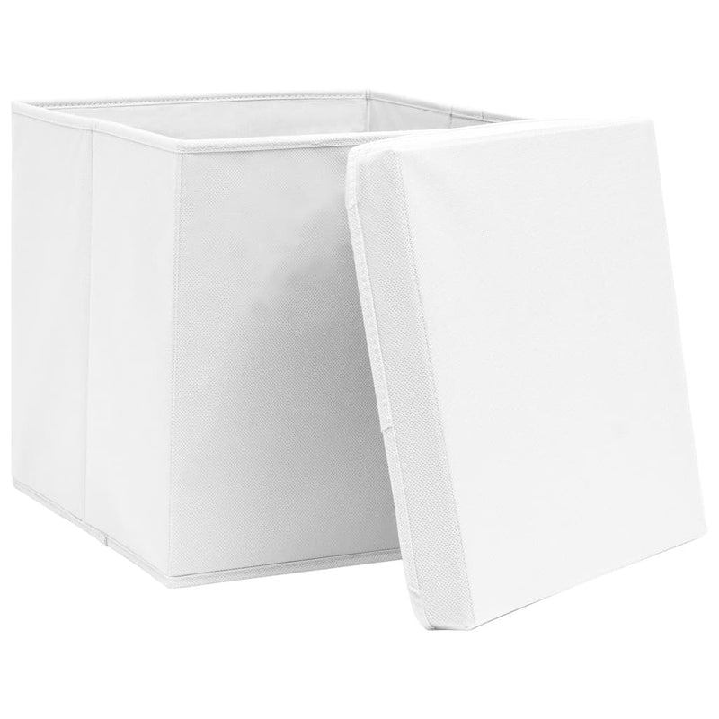 Storage Boxes with Covers 10 pcs 28x28x28 cm White