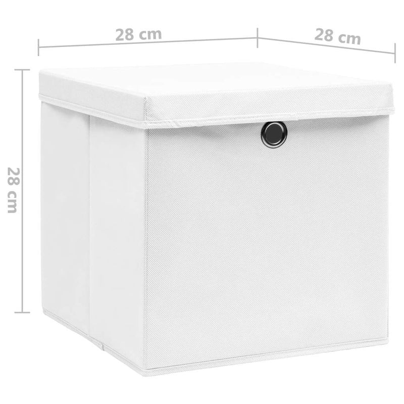 Storage Boxes with Covers 10 pcs 28x28x28 cm White