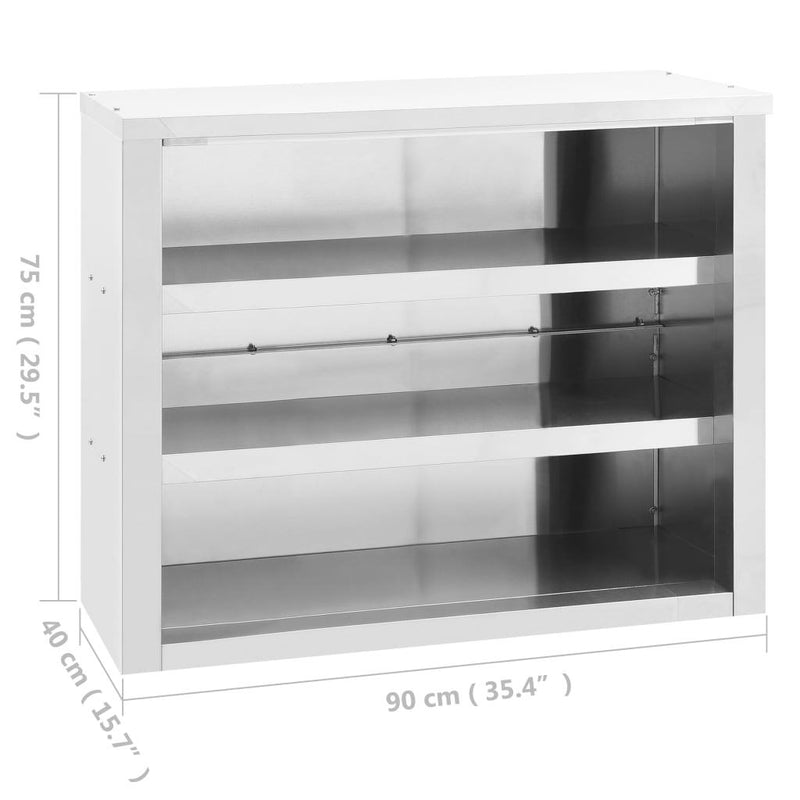 vidaXL Kitchen Wall Cabinet 90x40x75 cm Stainless Steel