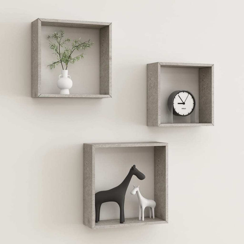 Wall Cube Shelves 3 pcs Concrete Grey