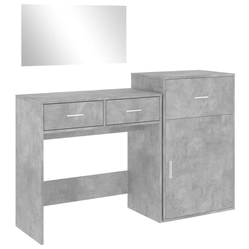 3 Piece Dressing Table Set Concrete Grey Engineered Wood