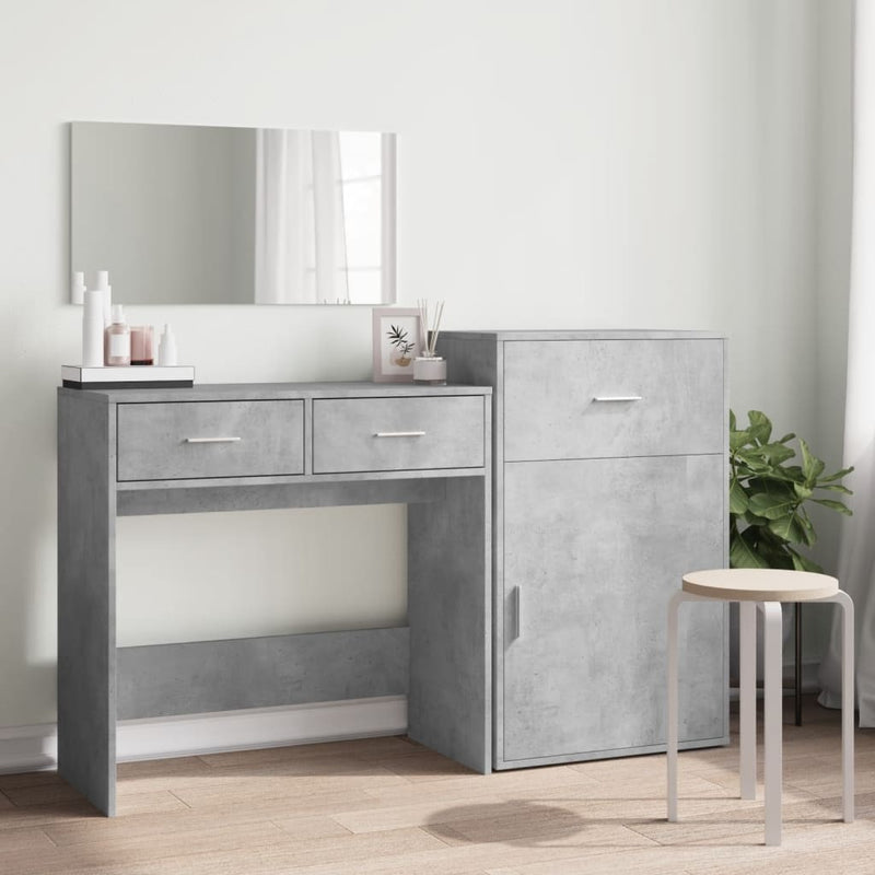 3 Piece Dressing Table Set Concrete Grey Engineered Wood