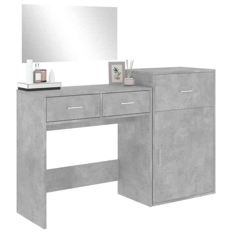 3 Piece Dressing Table Set Concrete Grey Engineered Wood