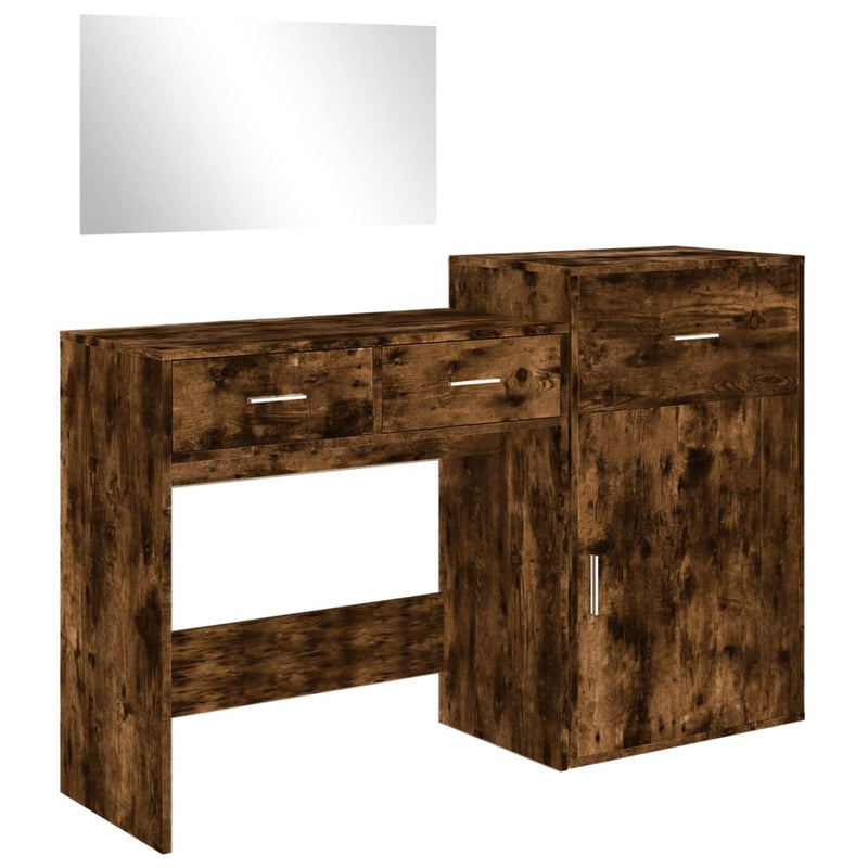 3 Piece Dressing Table Set Smoked Oak Engineered Wood