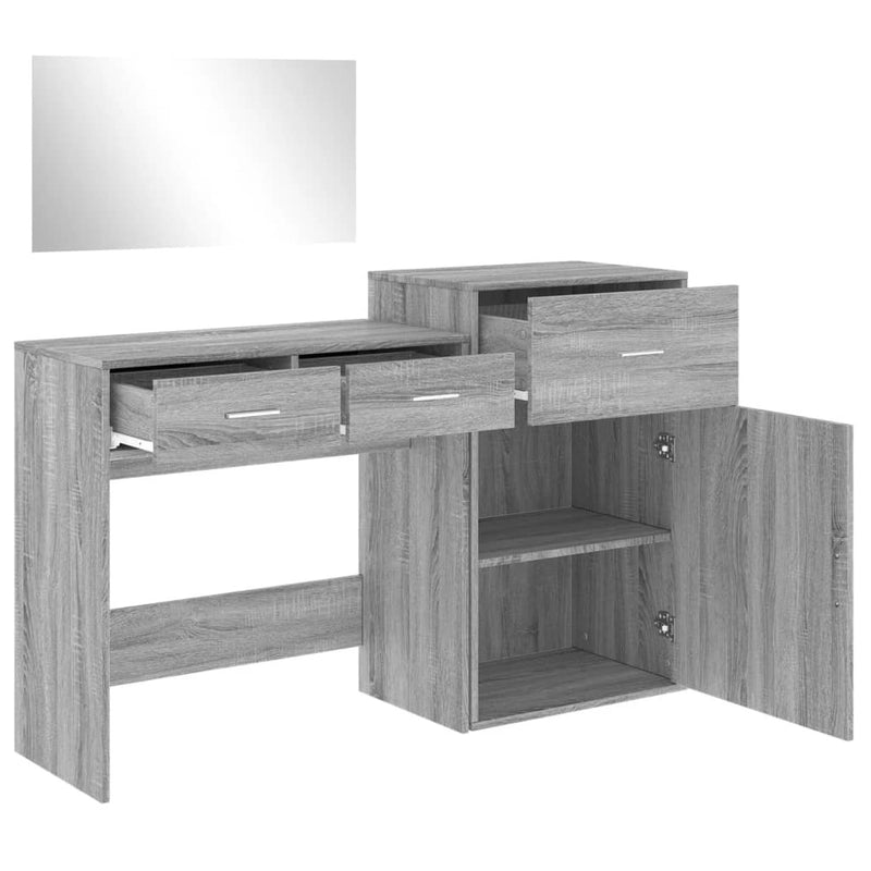 3 Piece Dressing Table Set Grey Sonoma Engineered Wood