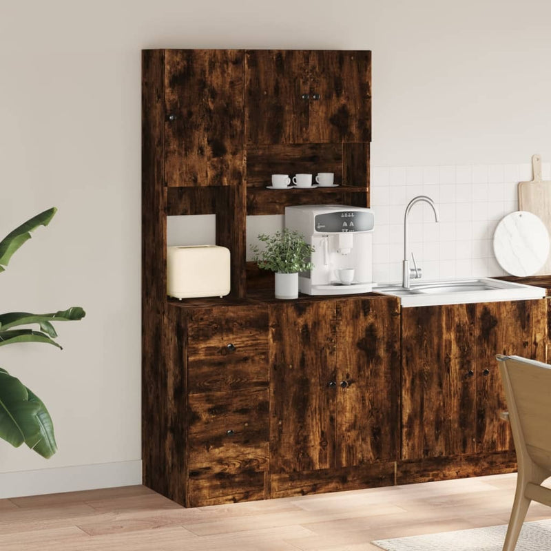 Kitchen Cabinet Smoked Oak 95x50x180 cm Engineered Wood